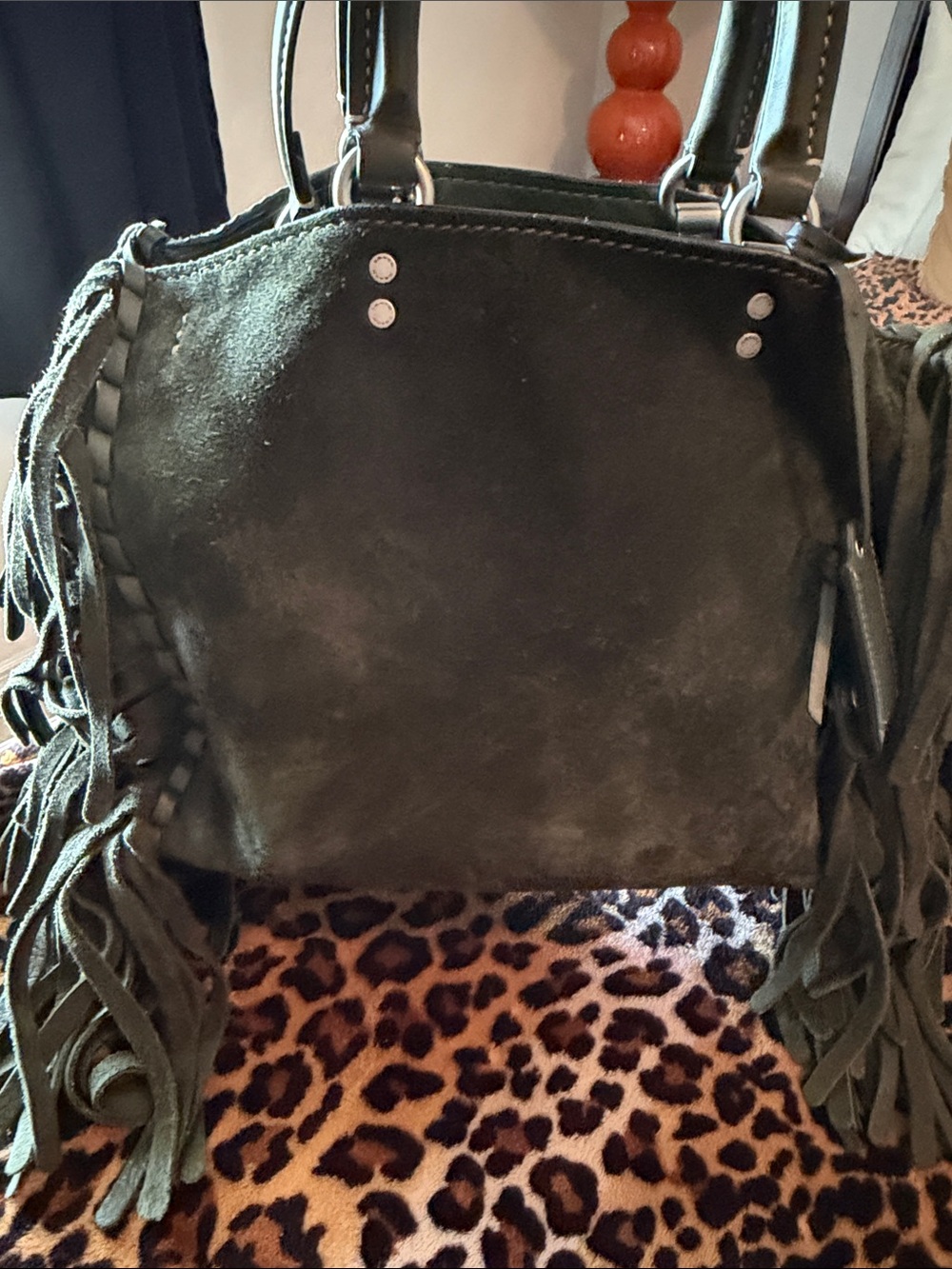 Coach Olive Green Suede Fringe Shoulder Bag - Picture 7 of 8